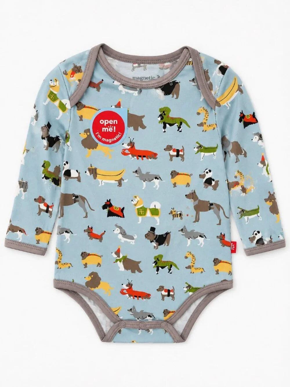 NWT Magnetic Me Newborn Baby Boy Magnetic Onesie Sleeper Dog Print Soft Bamboo